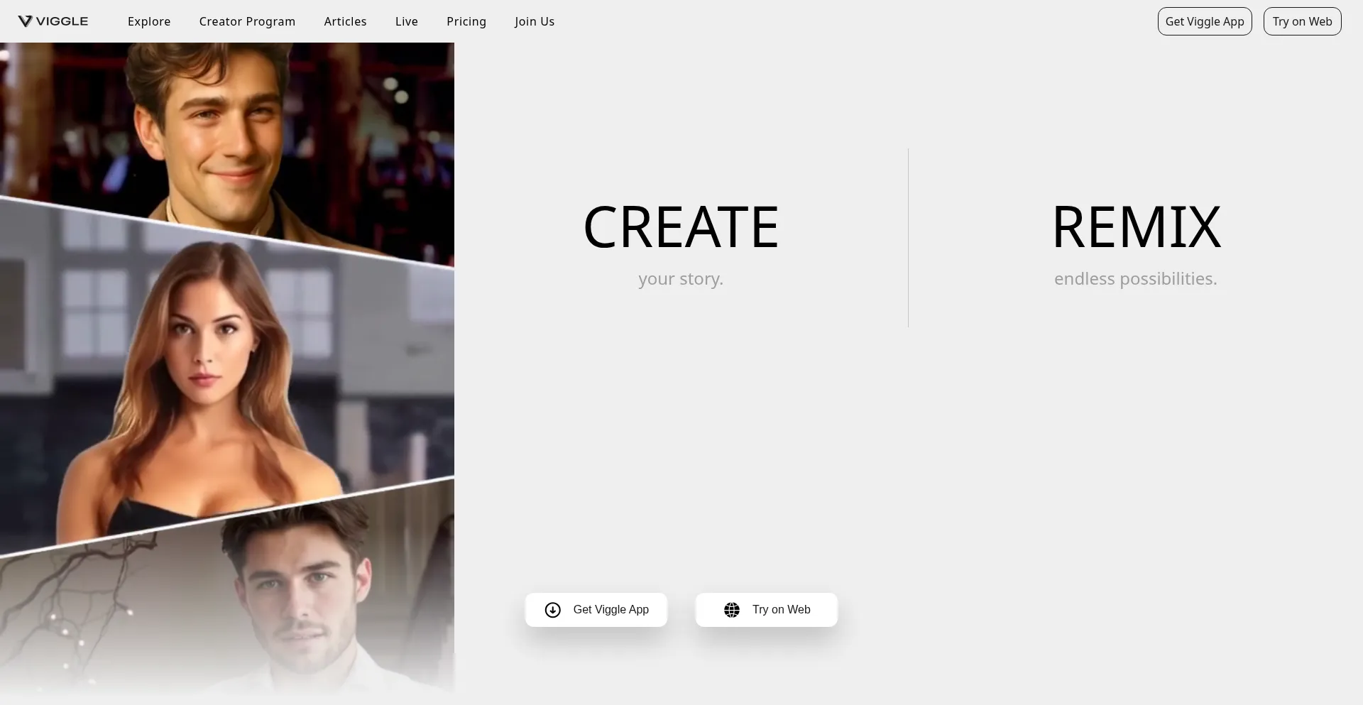 Website screenshot of Viggle.ai