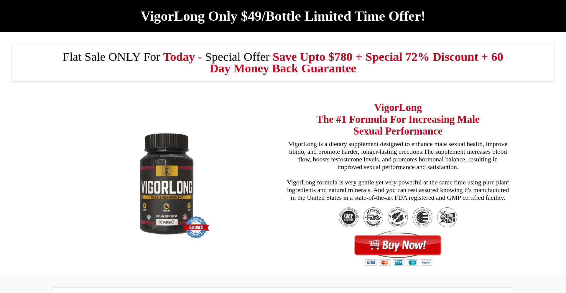 Website screenshot of Vigorlong.us