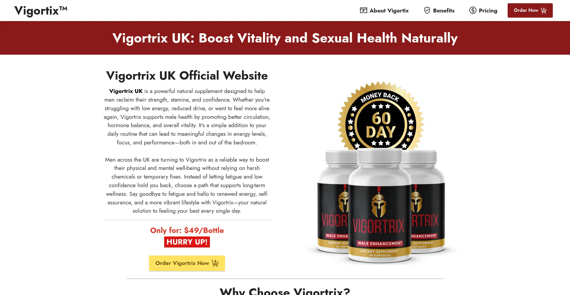 Website screenshot of Vigortrix.co.uk