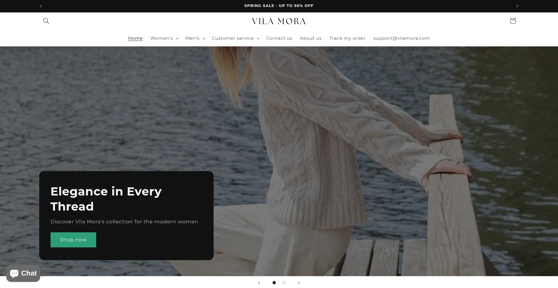 Website screenshot of Vilamora.com