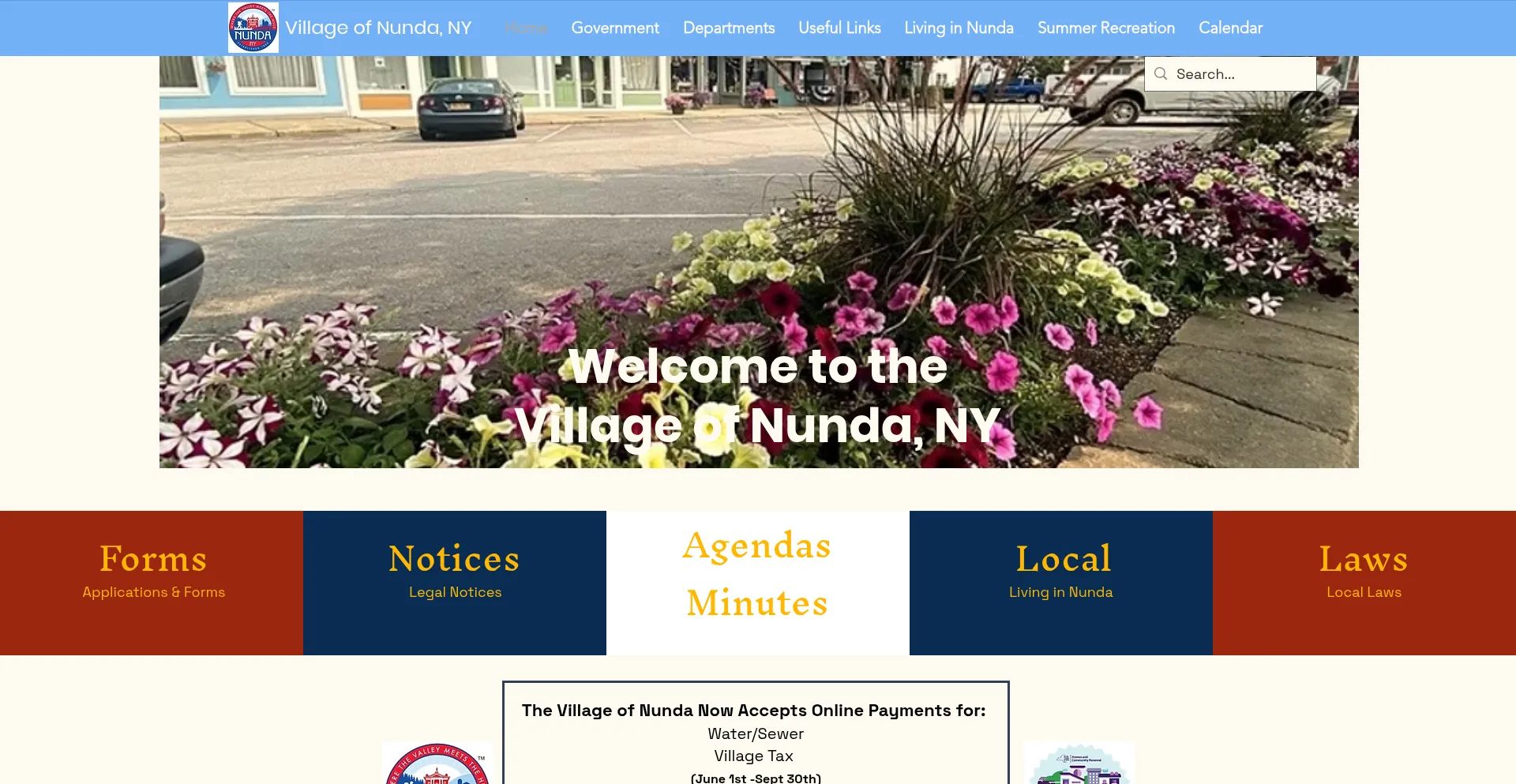 Website screenshot of Villageofnunda.org