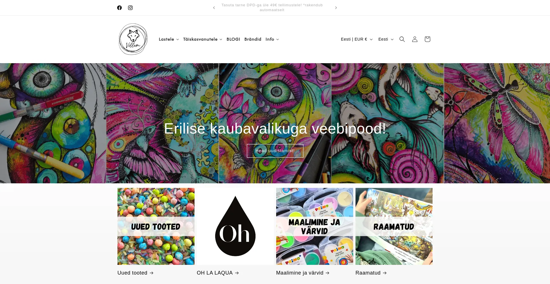 Website screenshot of Villem.ee