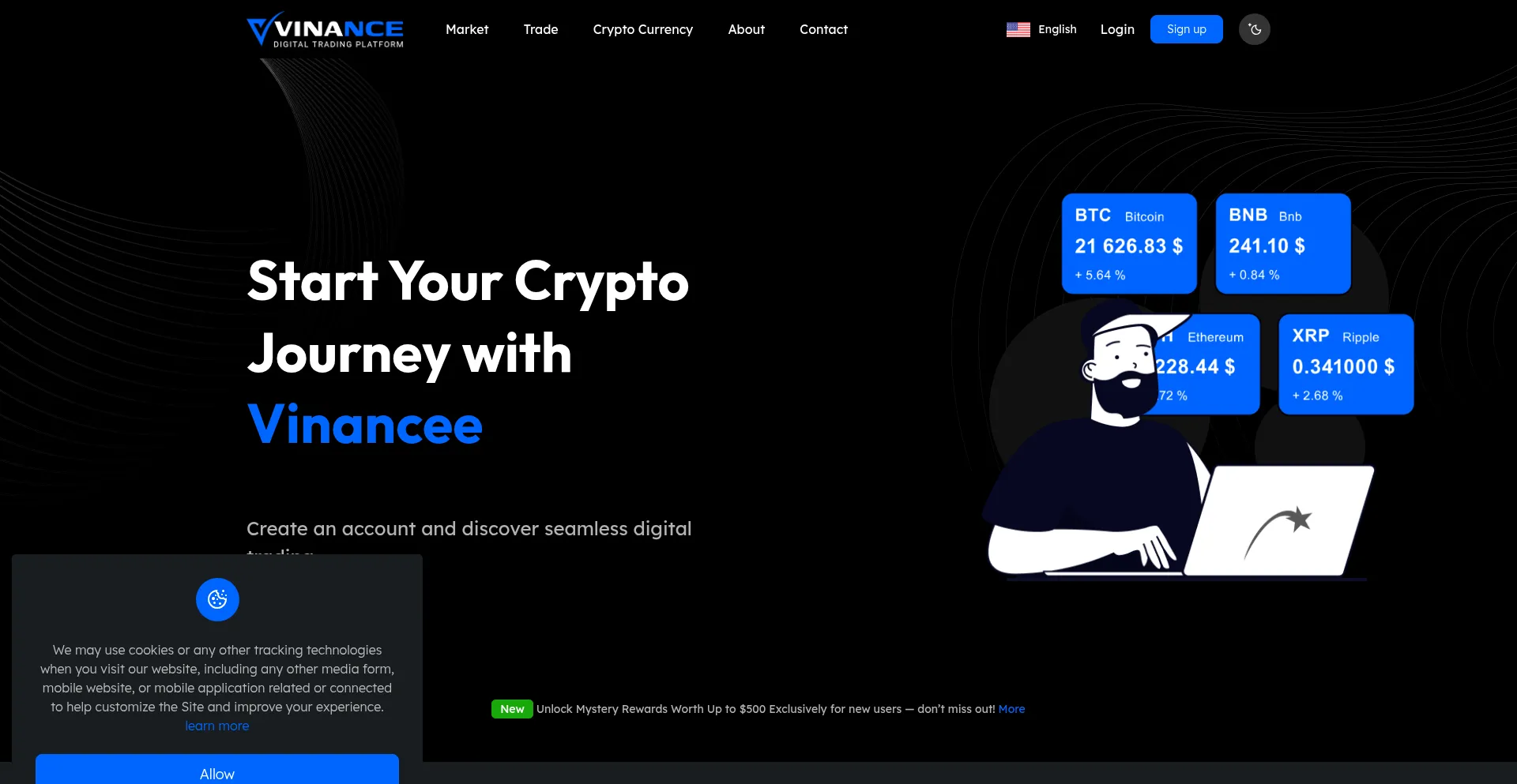 Website screenshot of Vinancee.app