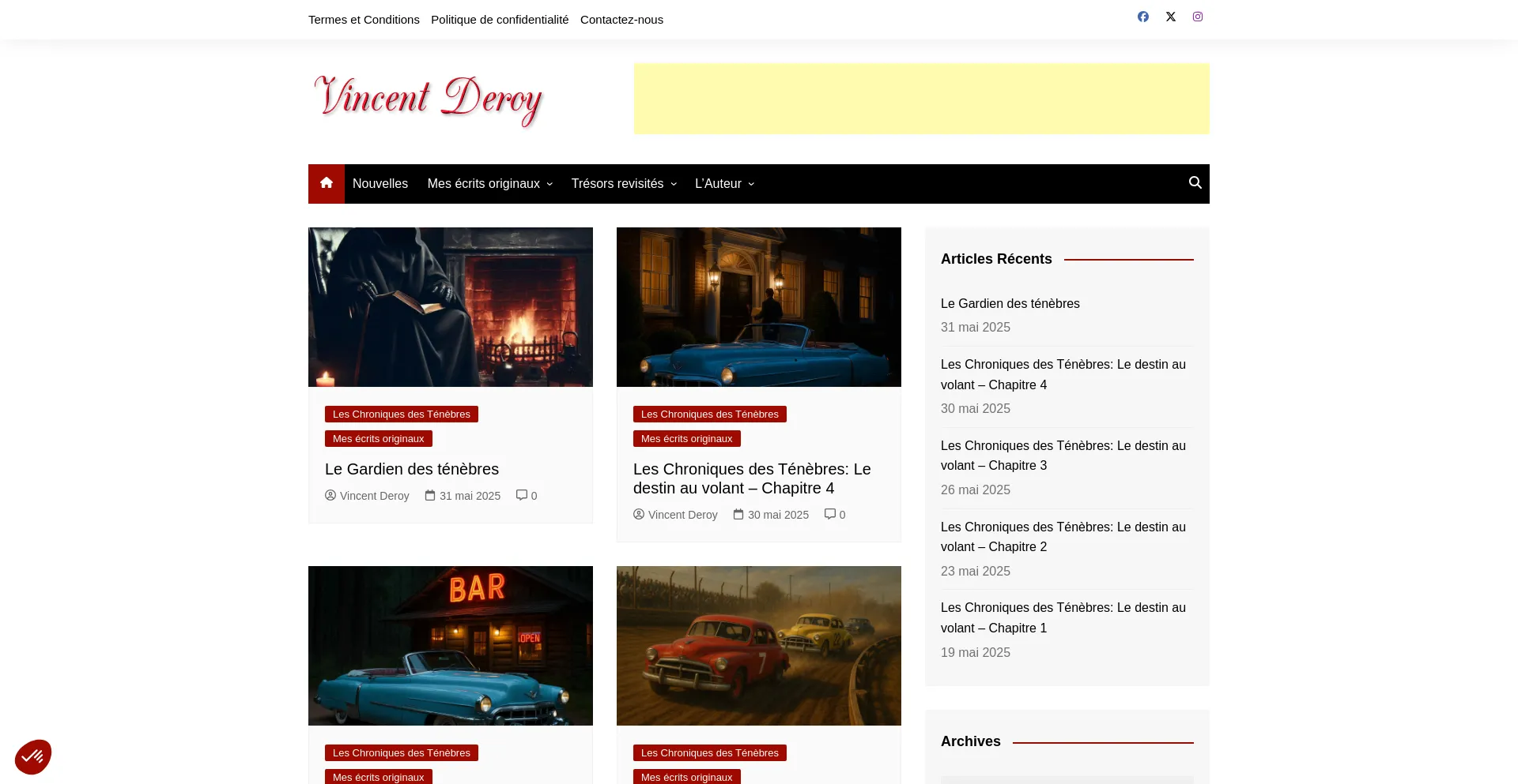 Website screenshot of Vincentderoy.ca