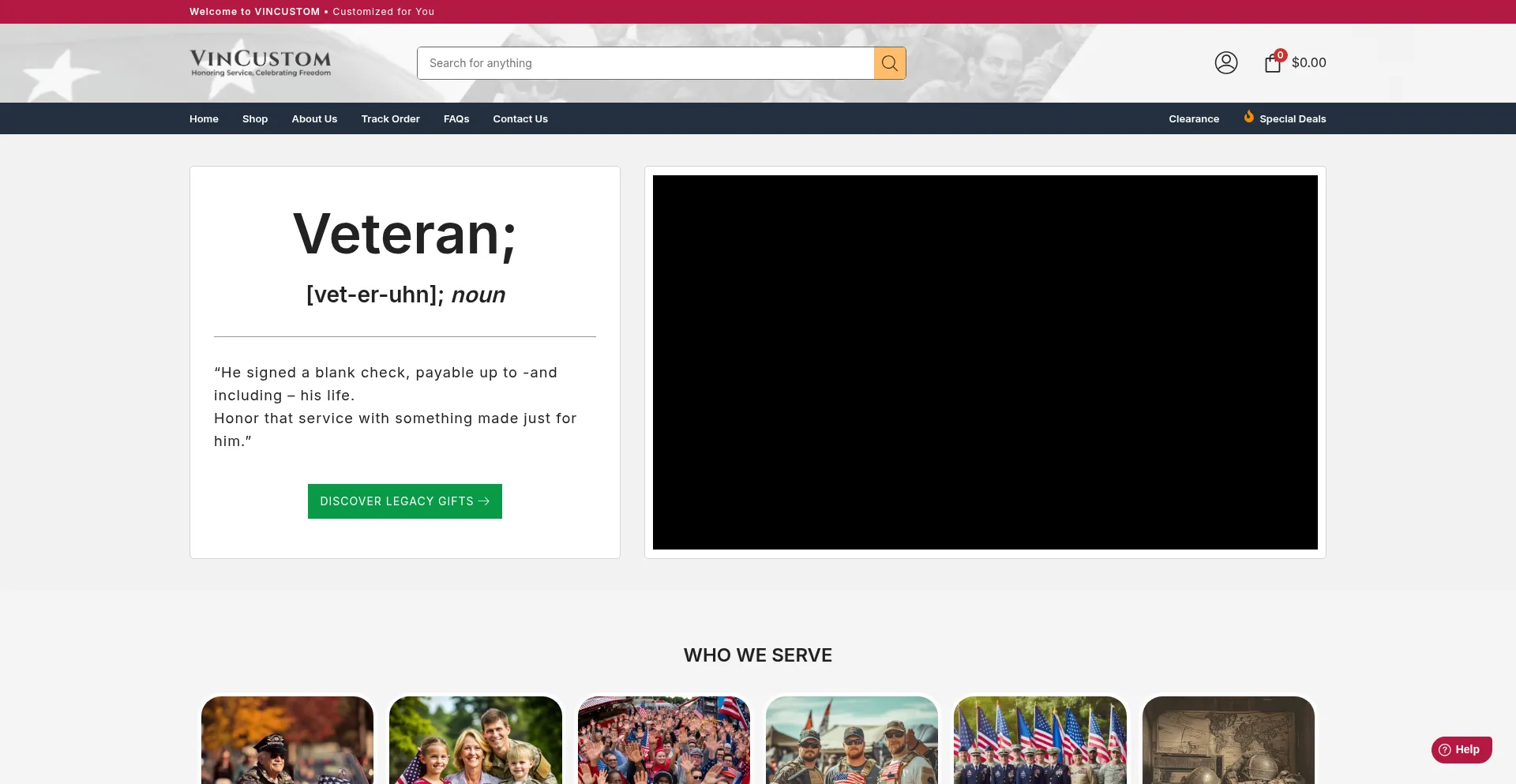 Website screenshot of Vincustom.com
