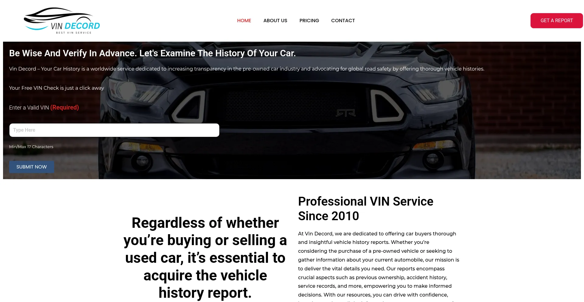Website screenshot of Vindecord.com