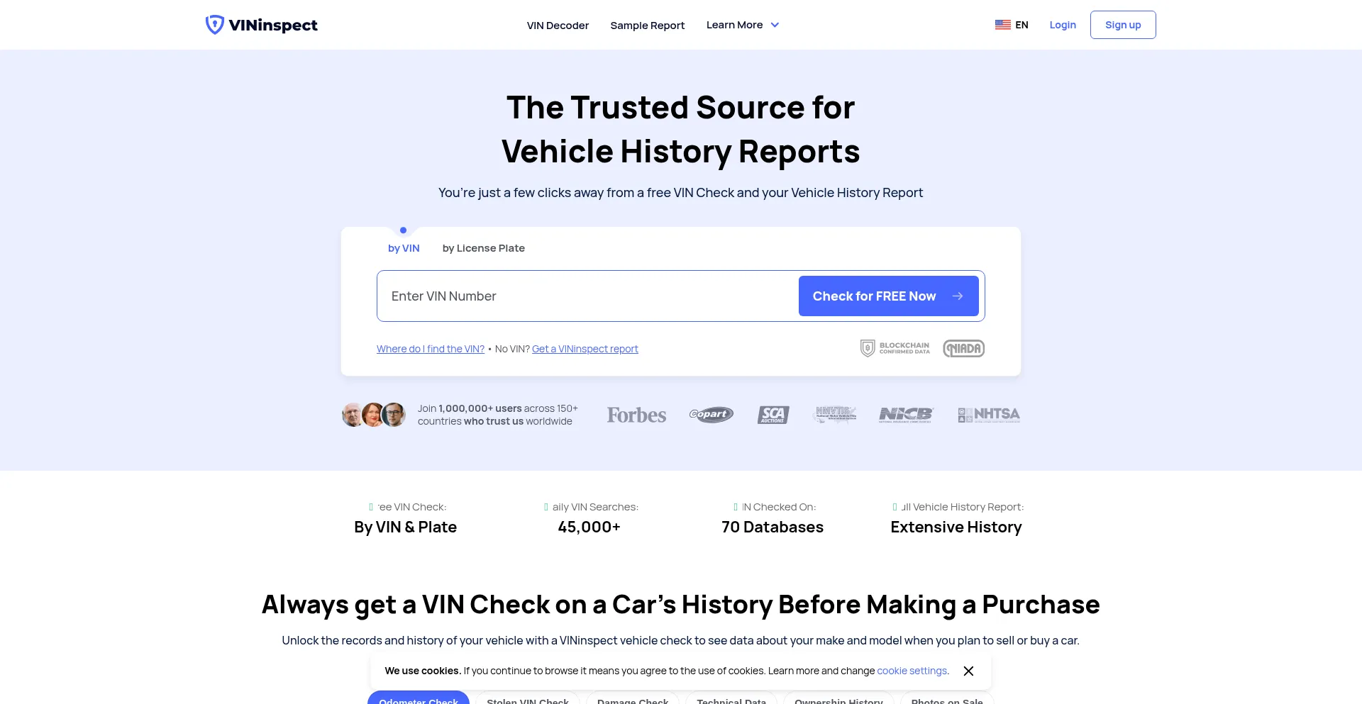 Website screenshot of Vininspect.com