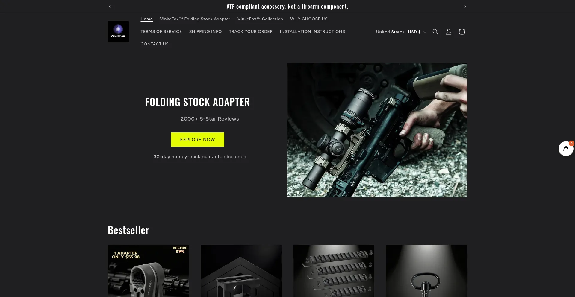 Website screenshot of Vinkefox.us