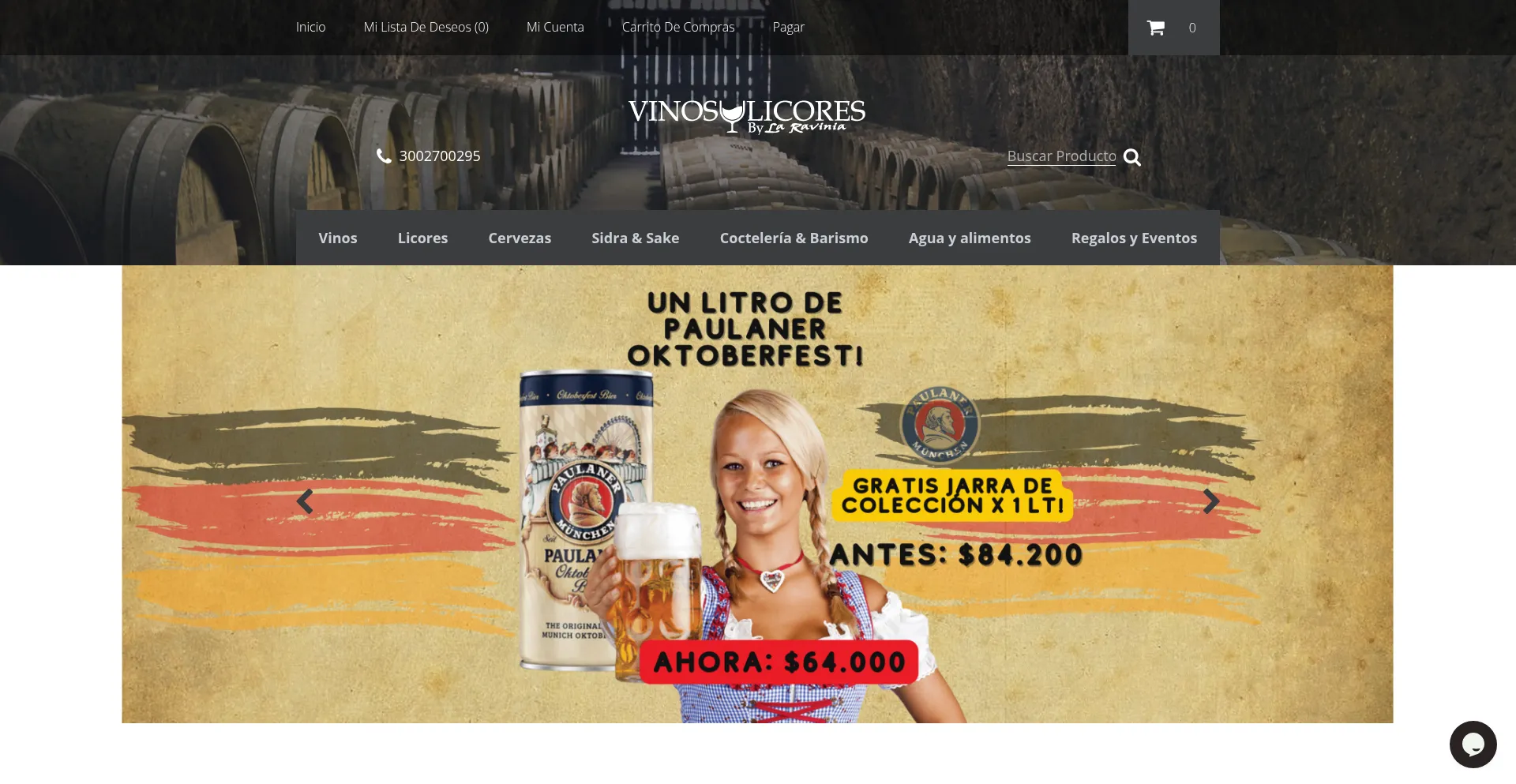 Website screenshot of Vinosylicores.com.co