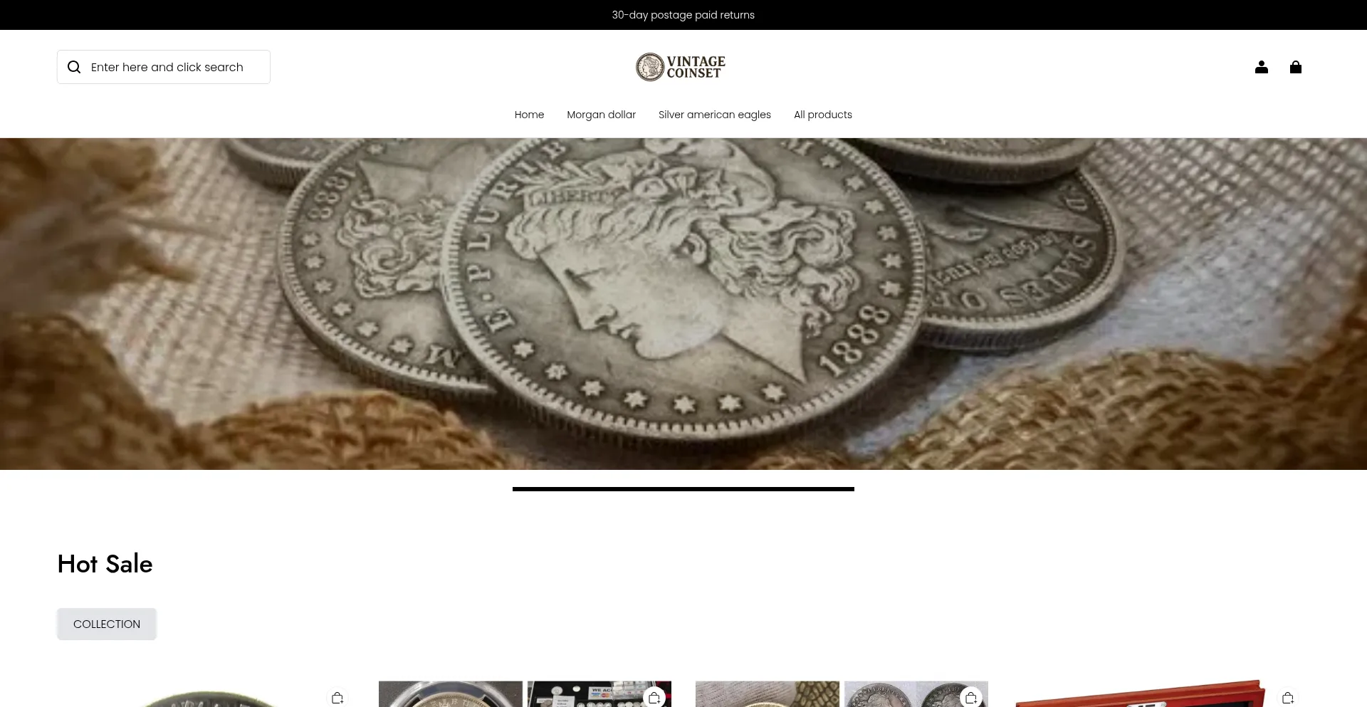 Website screenshot of Vintagecoinset.com