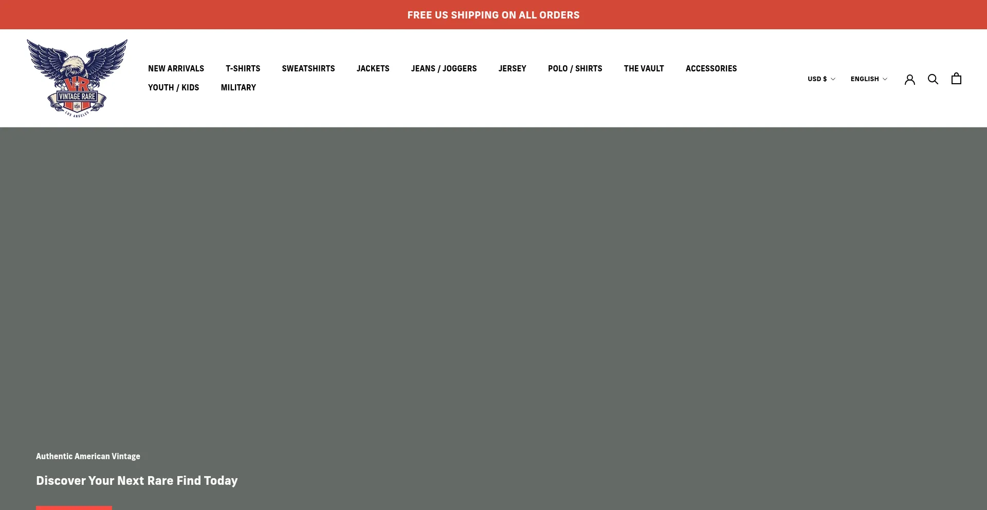 Website screenshot of Vintagerareusa.com