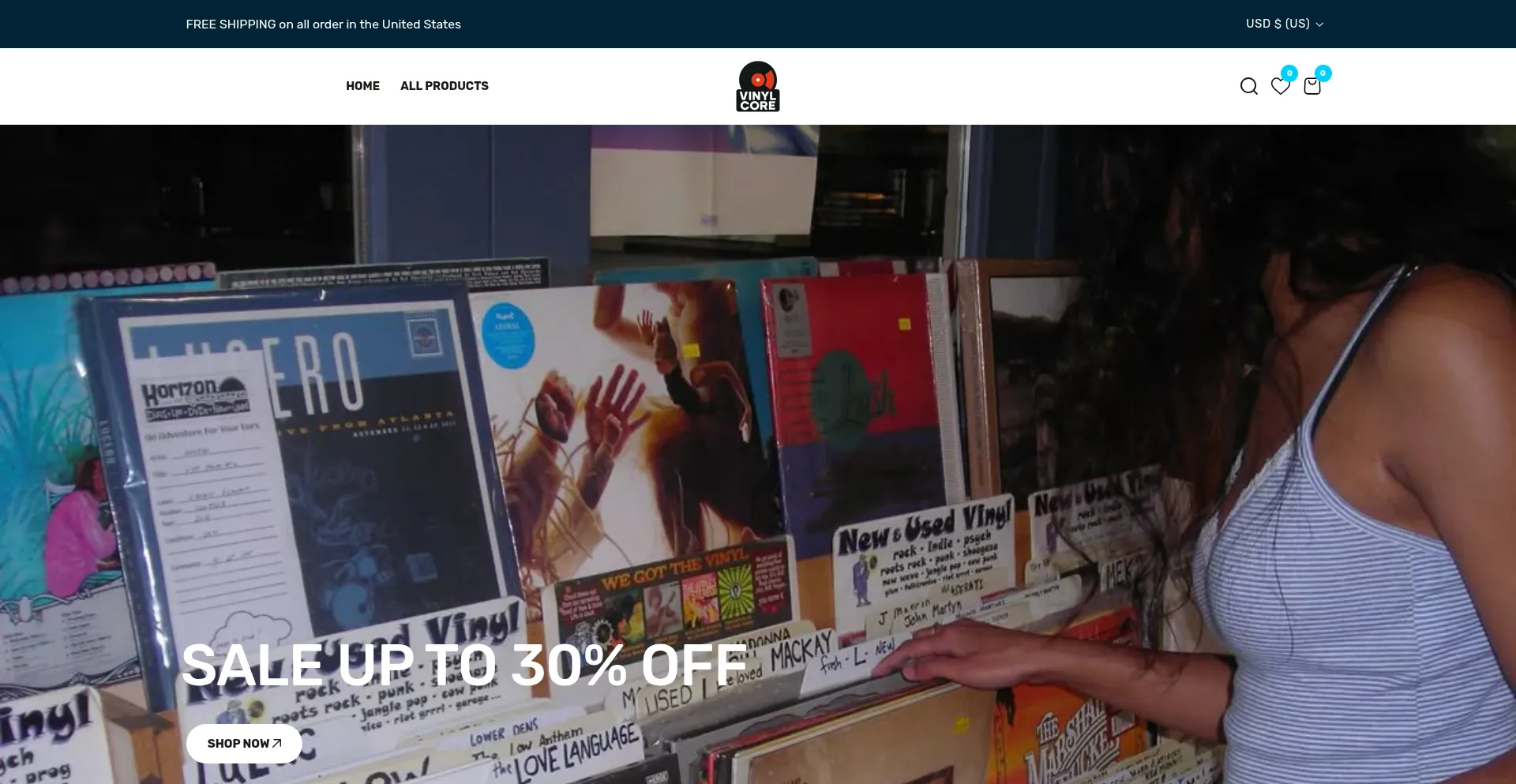 Website screenshot of Vinylcore.shop