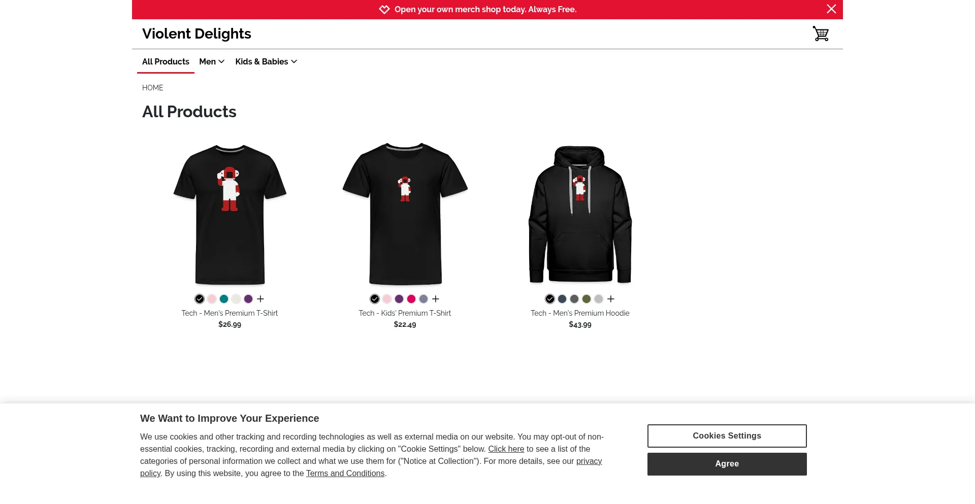 Website screenshot of Violentdelights.co