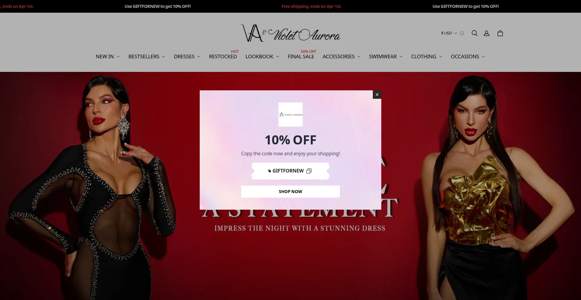 Website screenshot of Violetaurora.com