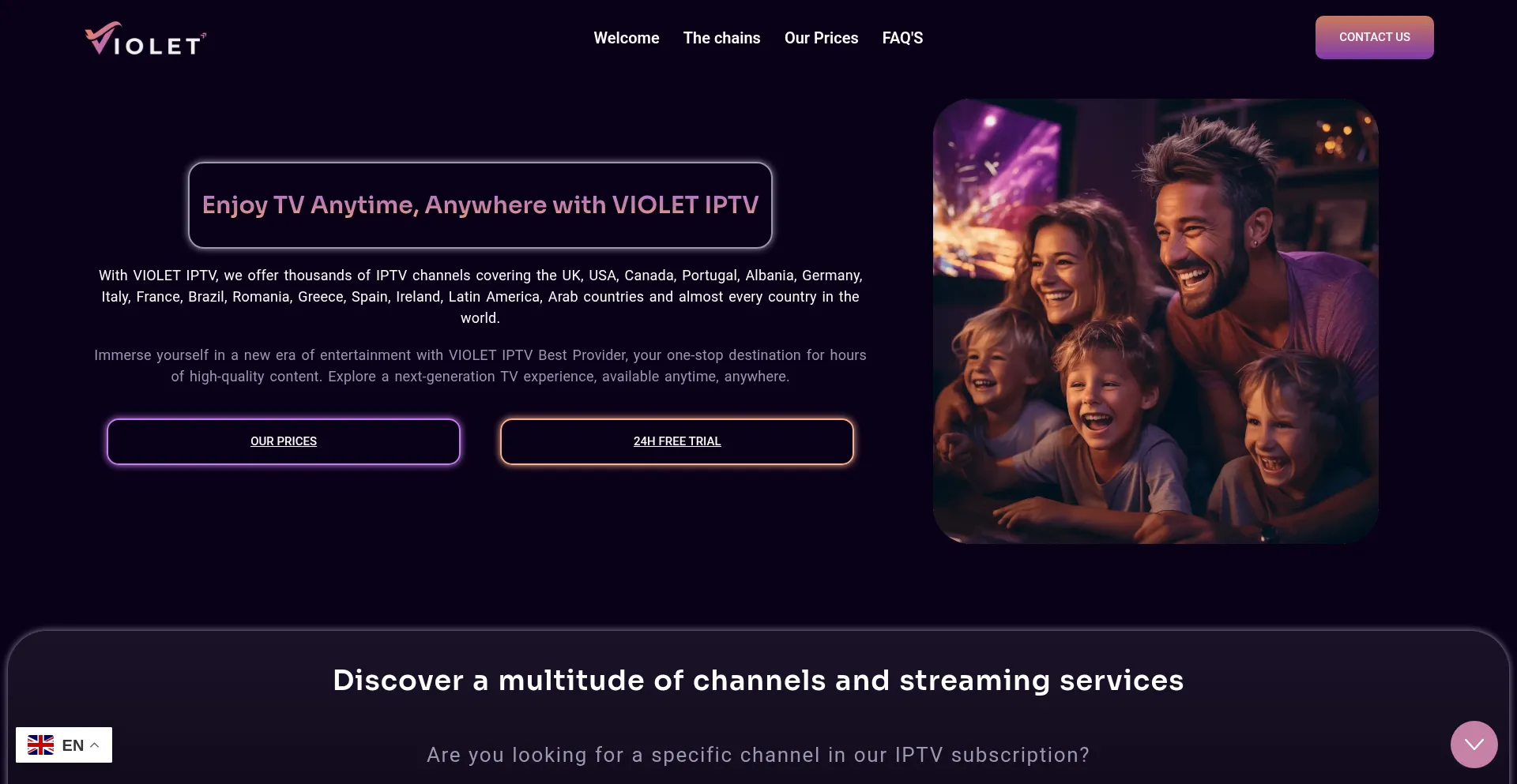 Website screenshot of Violetiptv.com