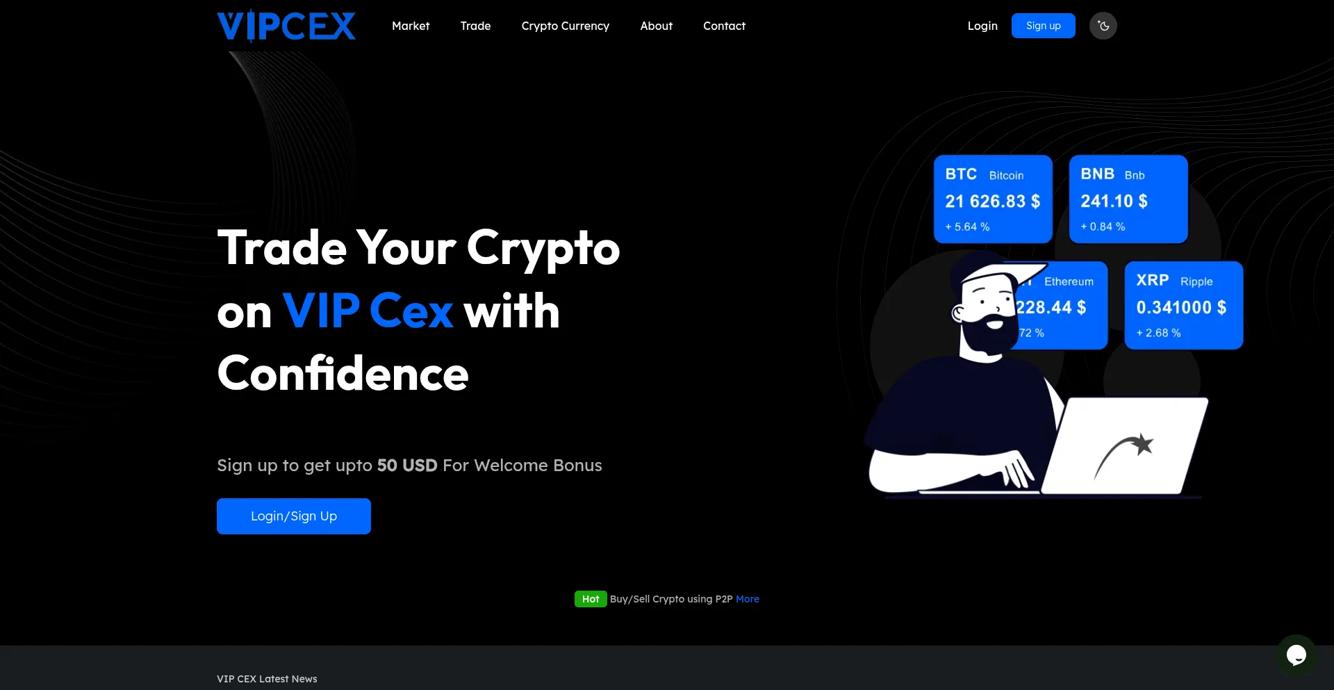 Website screenshot of Vipcex.com