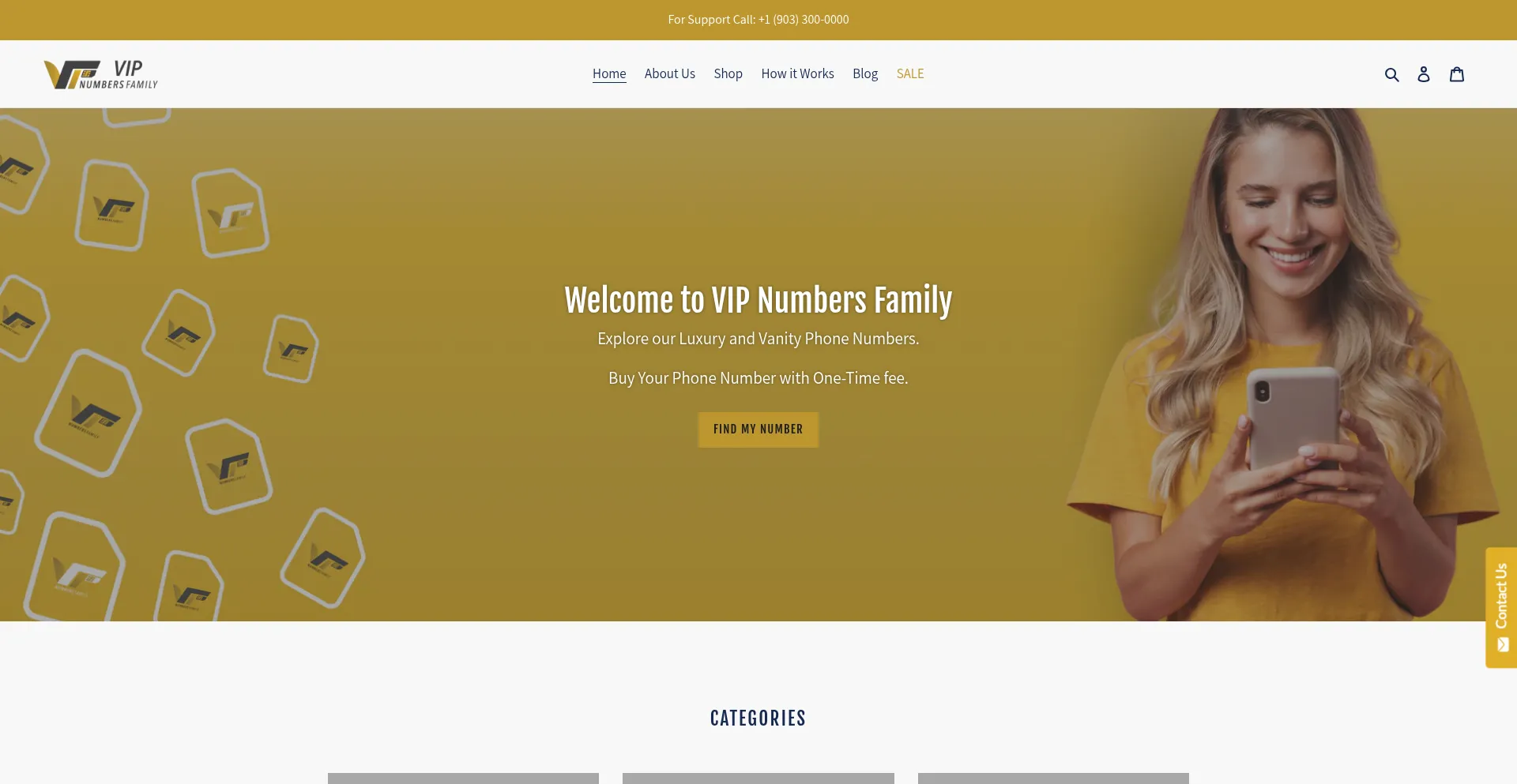 Website screenshot of Vipnumbersfamily.com