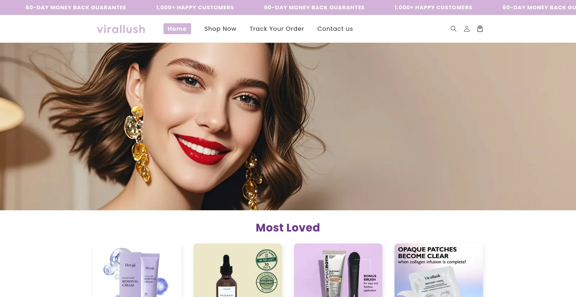 Website screenshot of Virallush.com