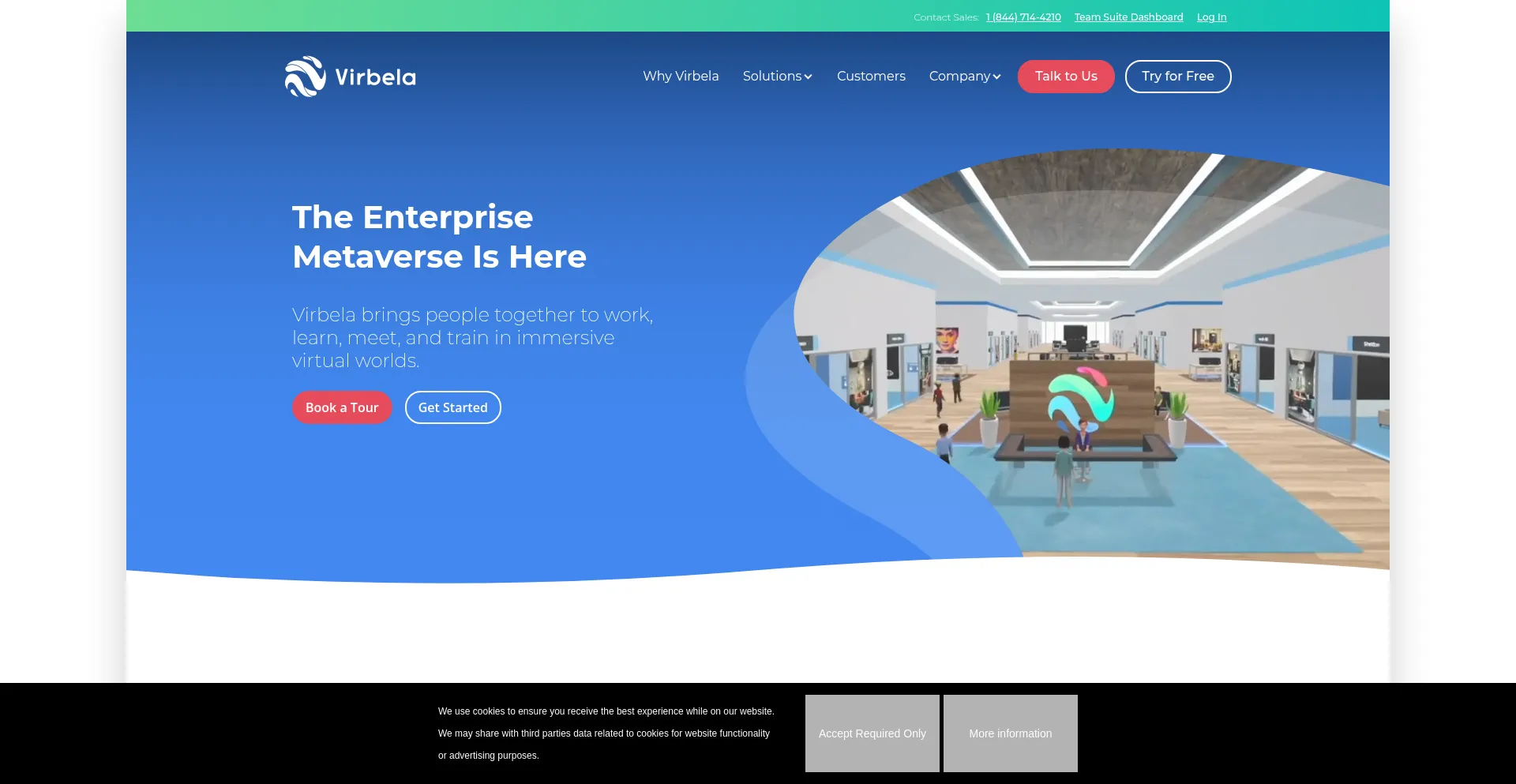 Website screenshot of Virbela.com