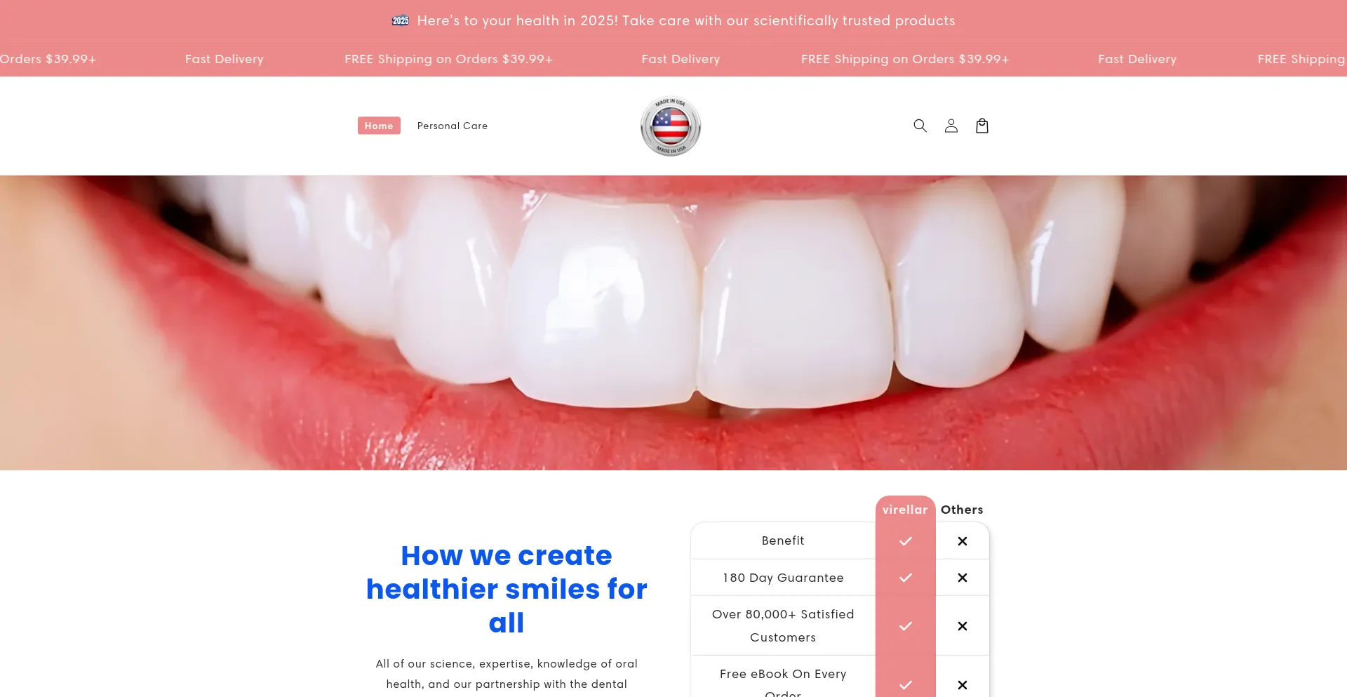 Website screenshot of Virellar.com