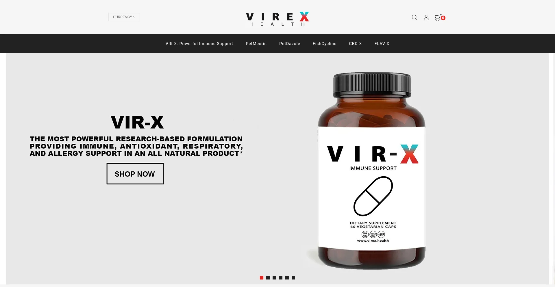 Website screenshot of Virex.health