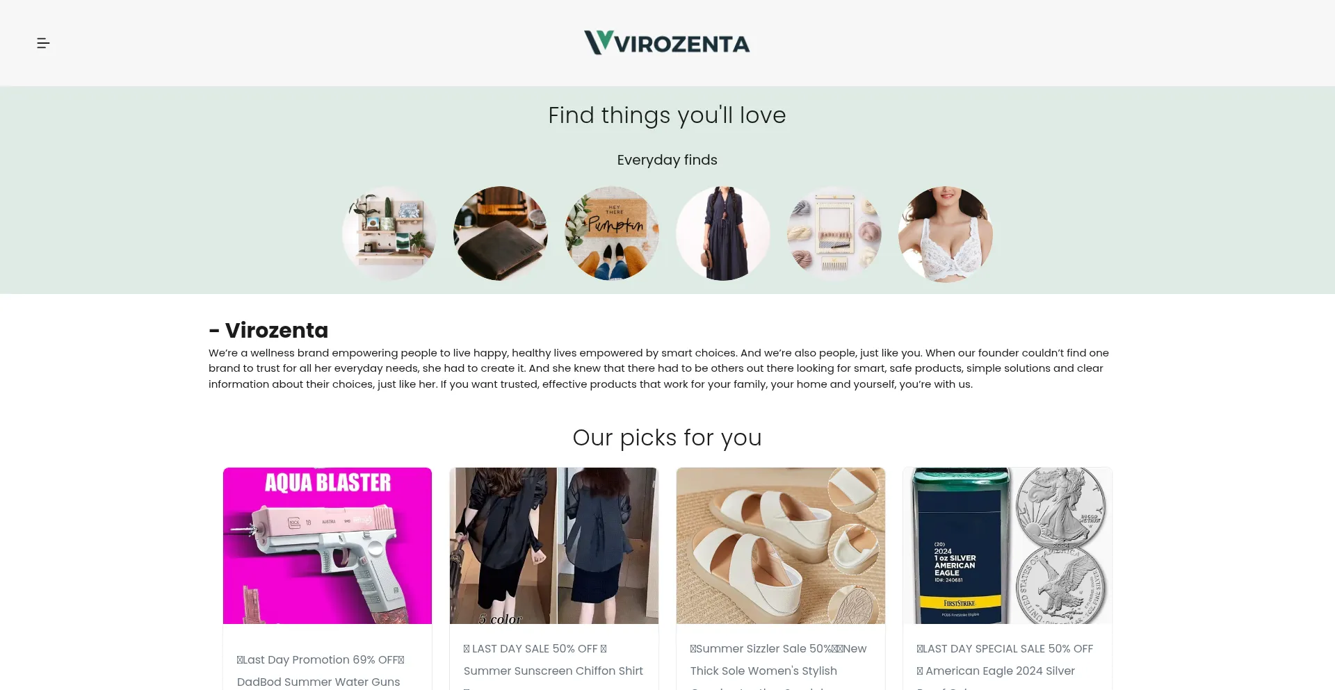 Website screenshot of Virozenta.com