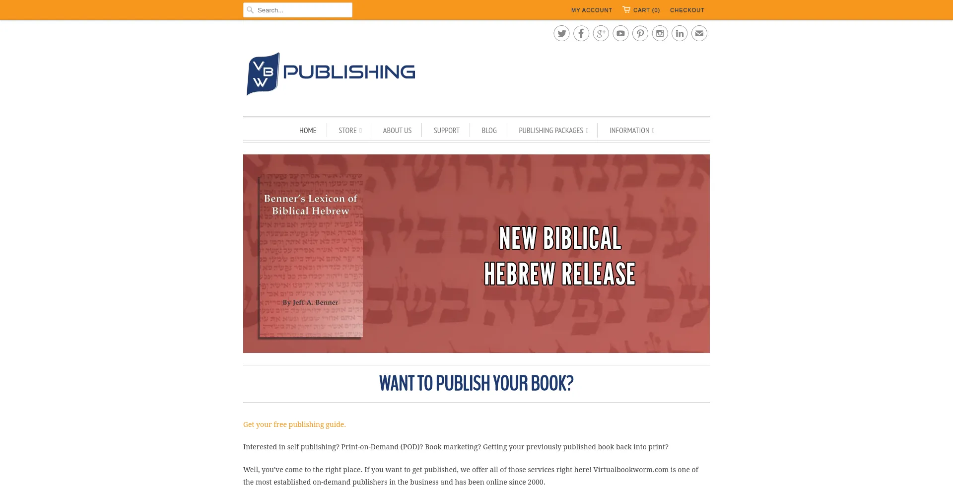 Website screenshot of Virtualbookworm.com