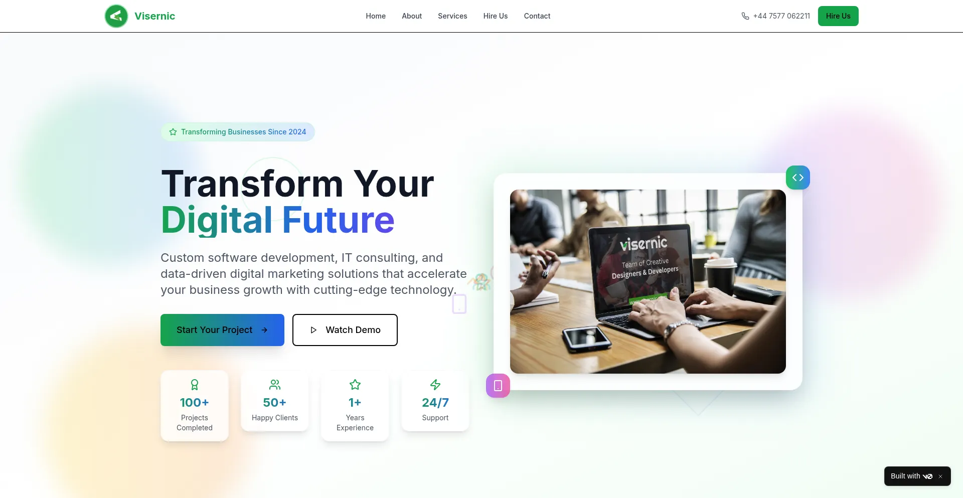 Website screenshot of Visernic.uk