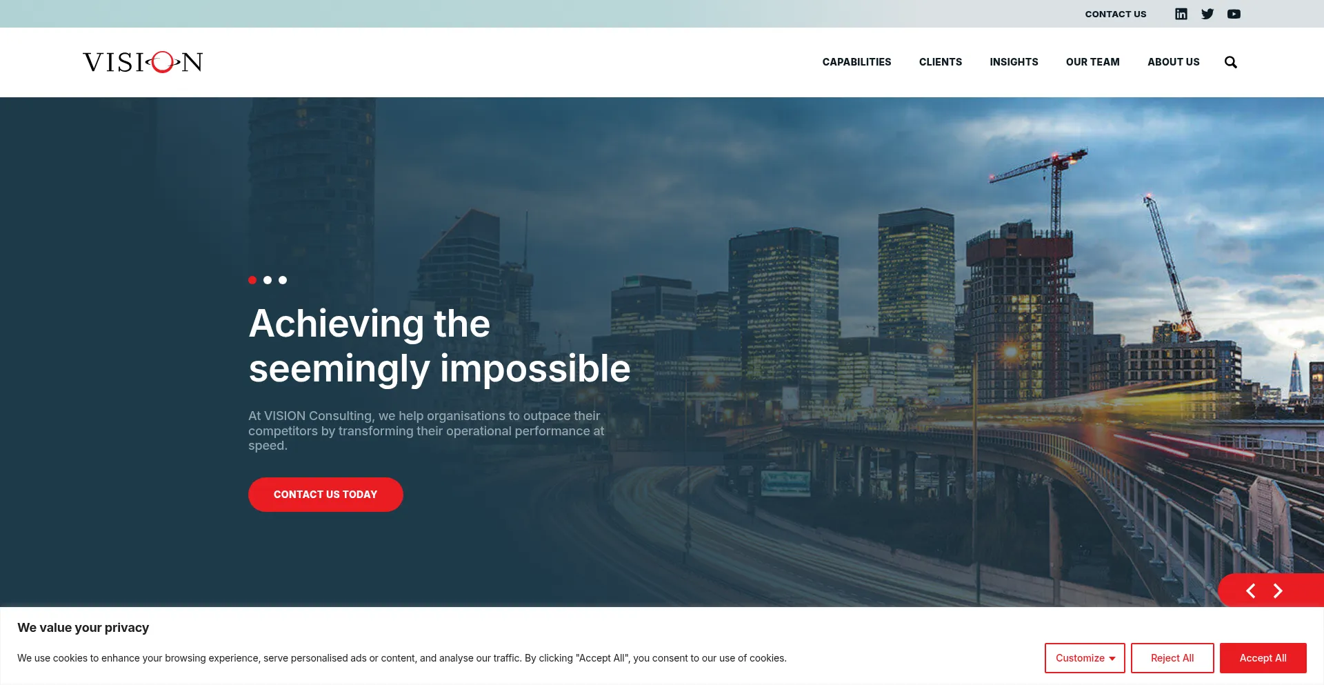 Website screenshot of Vision.com