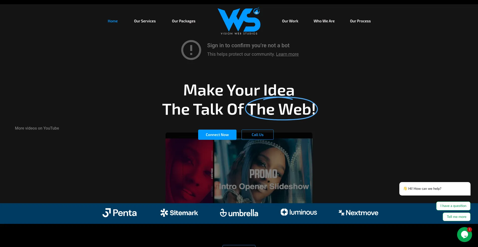 Website screenshot of Visionwebstudios.com