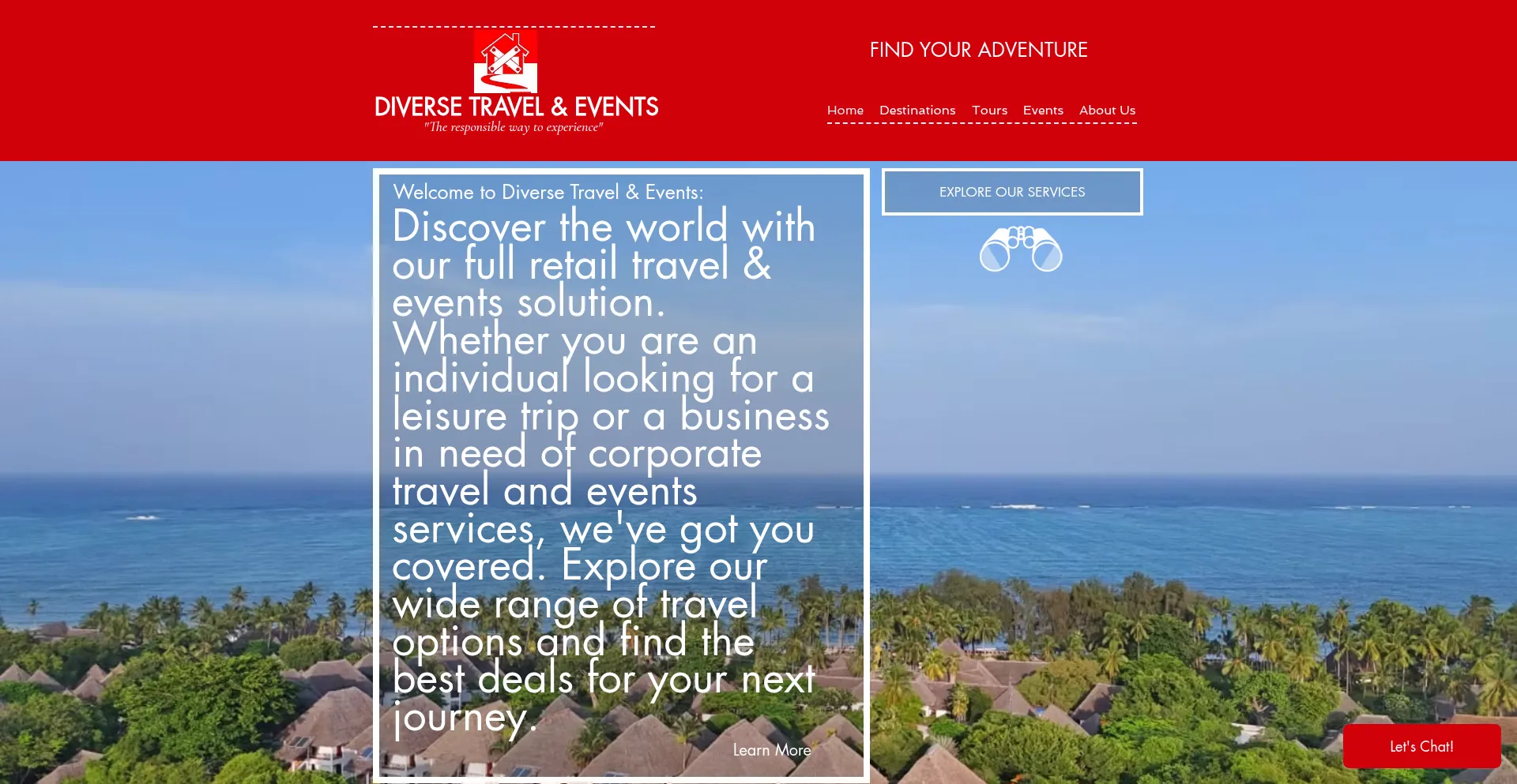Website screenshot of Visitdiverse.com