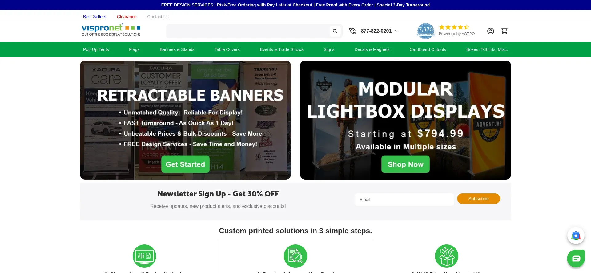 Website screenshot of Vispronet.com