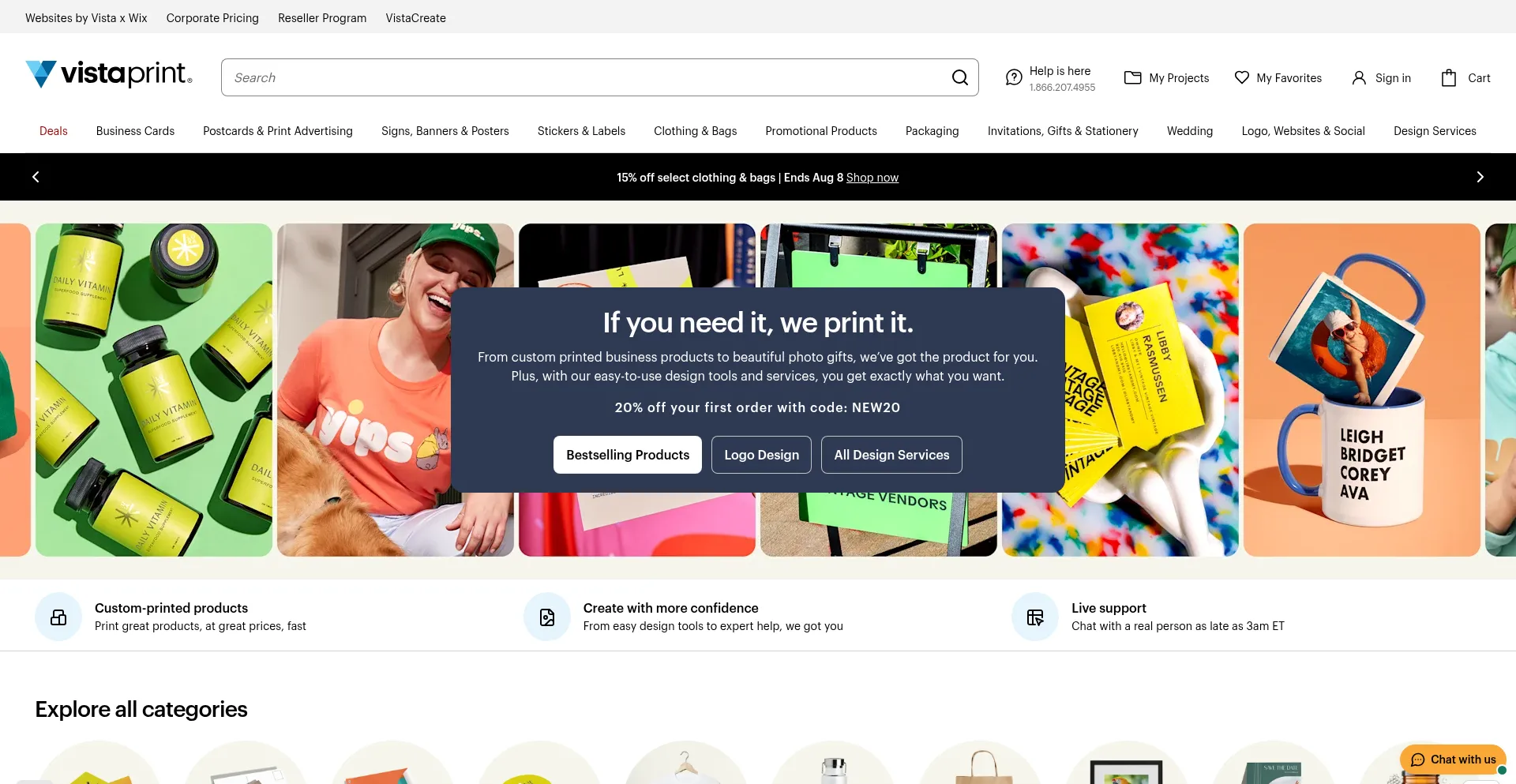 Website screenshot of Vista.com