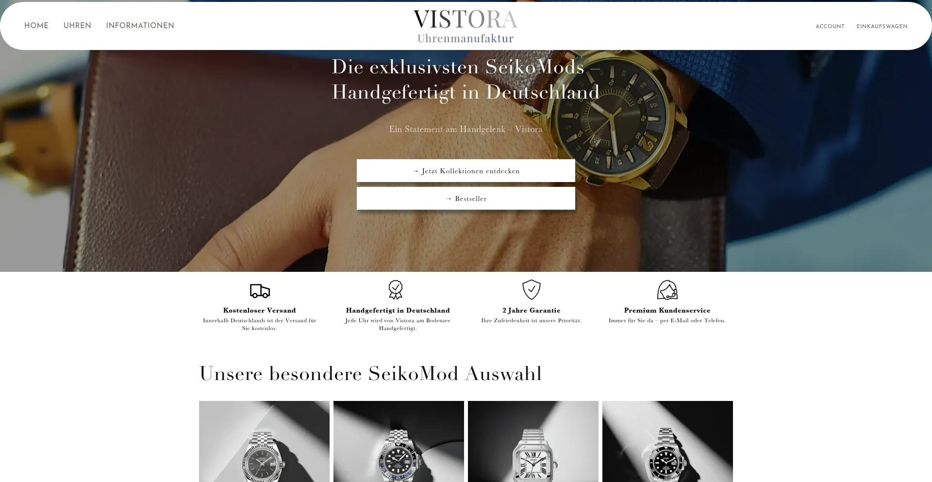 Website screenshot of Vistora.ch