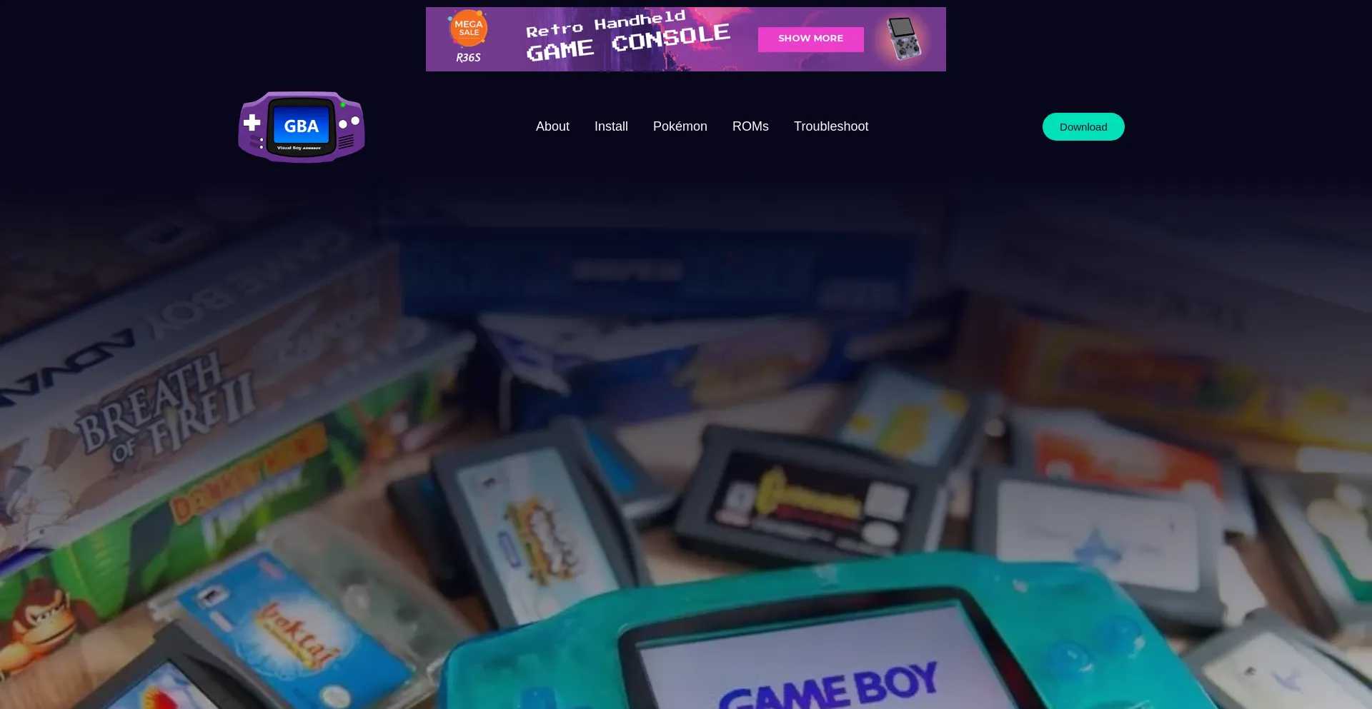 Website screenshot of Visualboyadvance.org