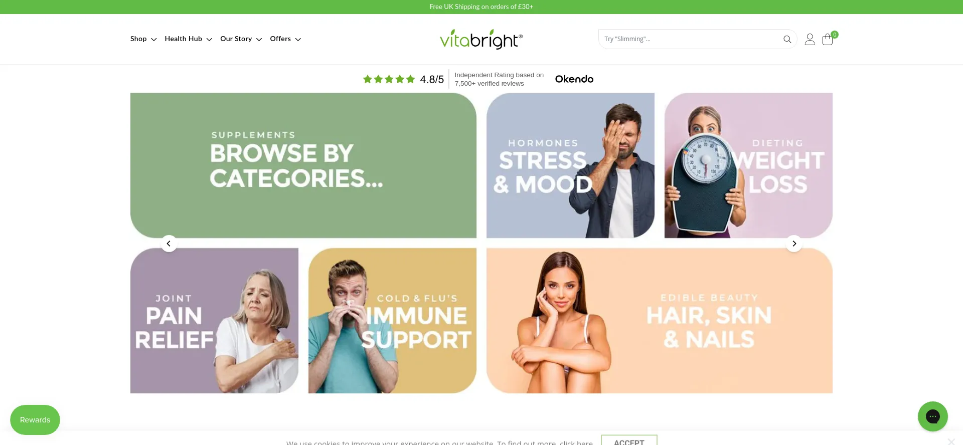 Website screenshot of Vitabright.co.uk