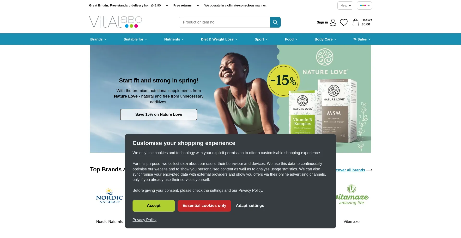 Website screenshot of Vitalabo.co.uk