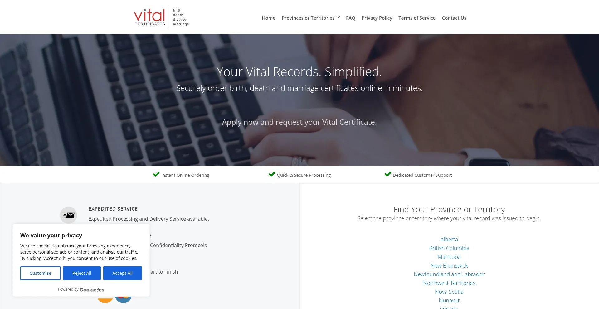 Vitalcertificates.ca