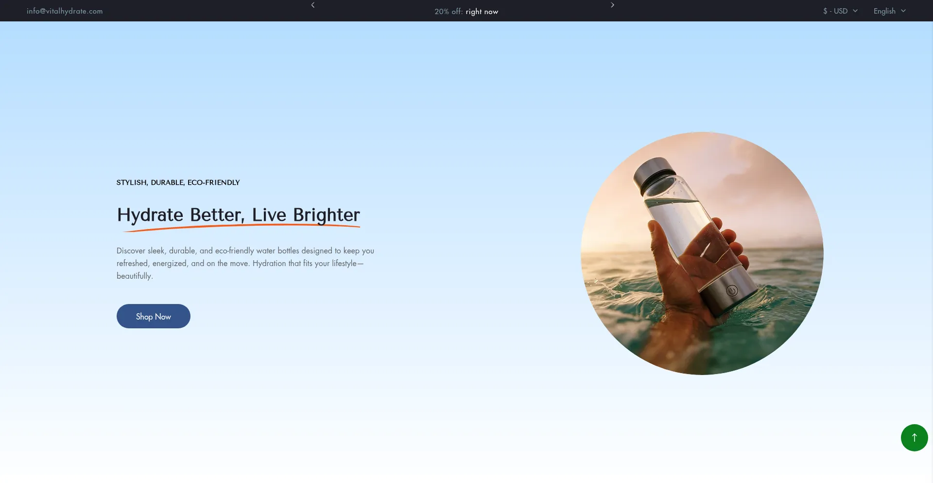 Website screenshot of Vitalhydrate.com
