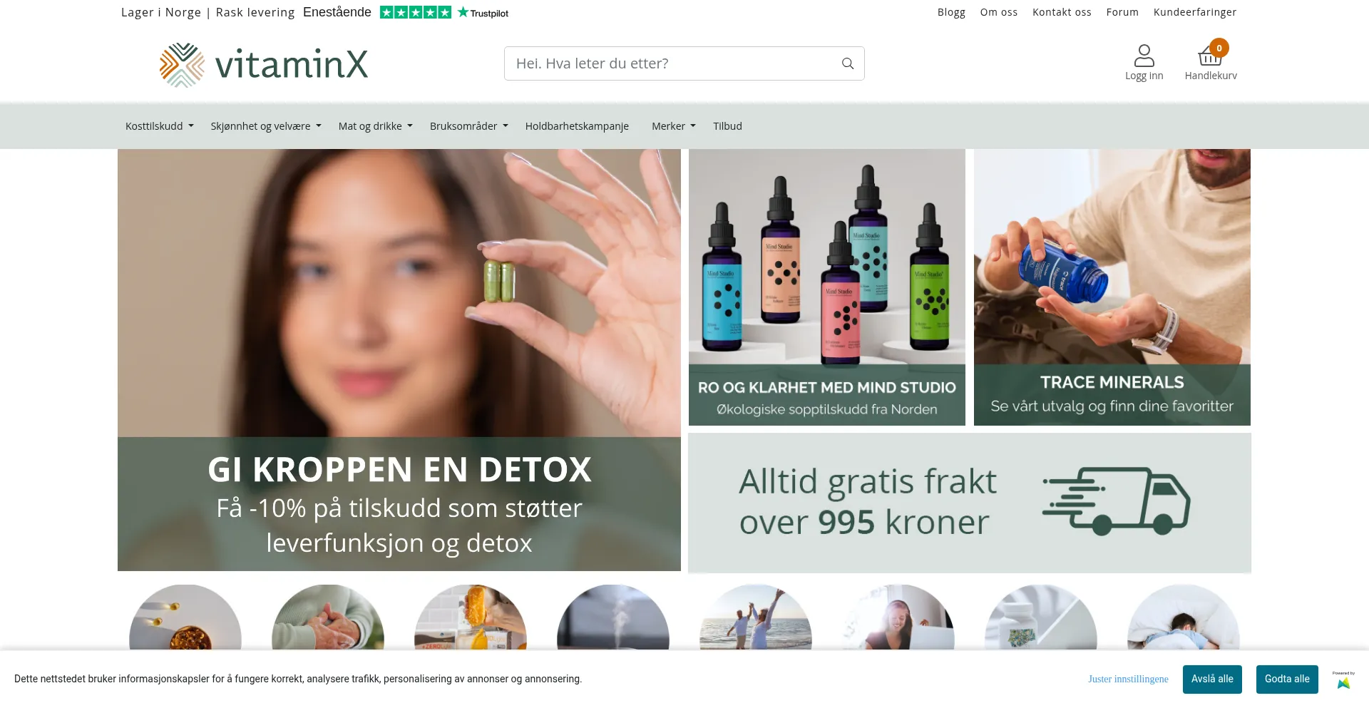 Website screenshot of Vitaminx.no