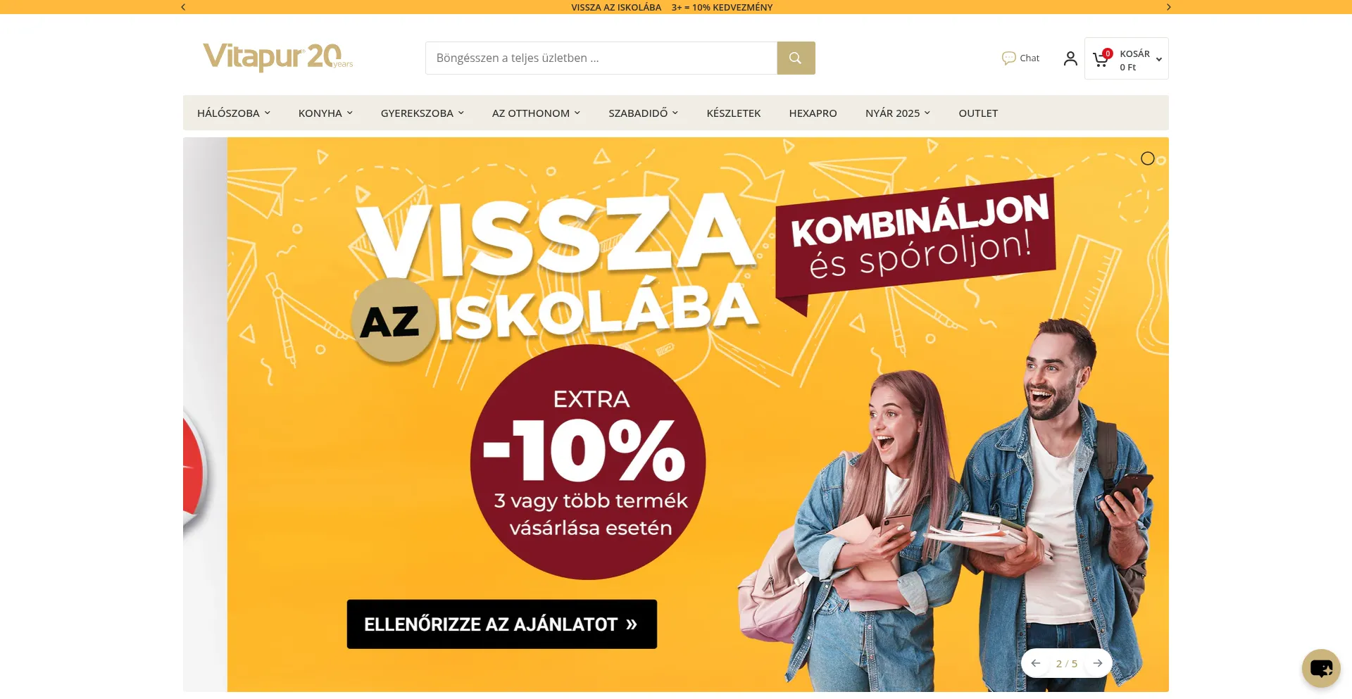 Website screenshot of Vitapur.hu