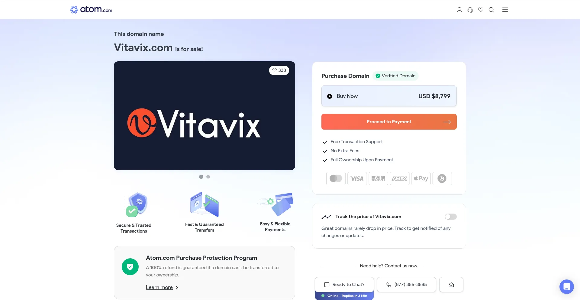Website screenshot of Vitavix.com