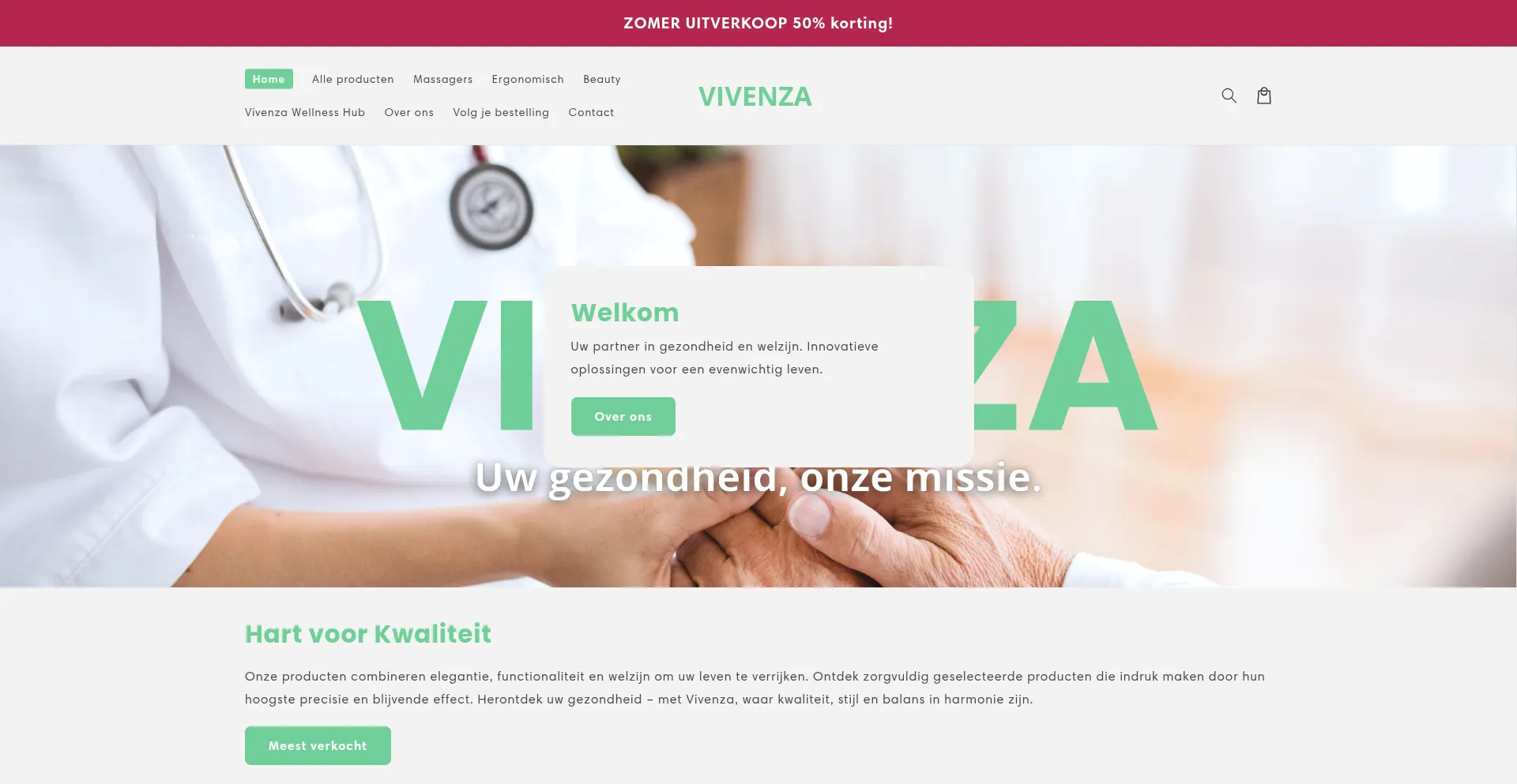 Website screenshot of Vivenza.nl