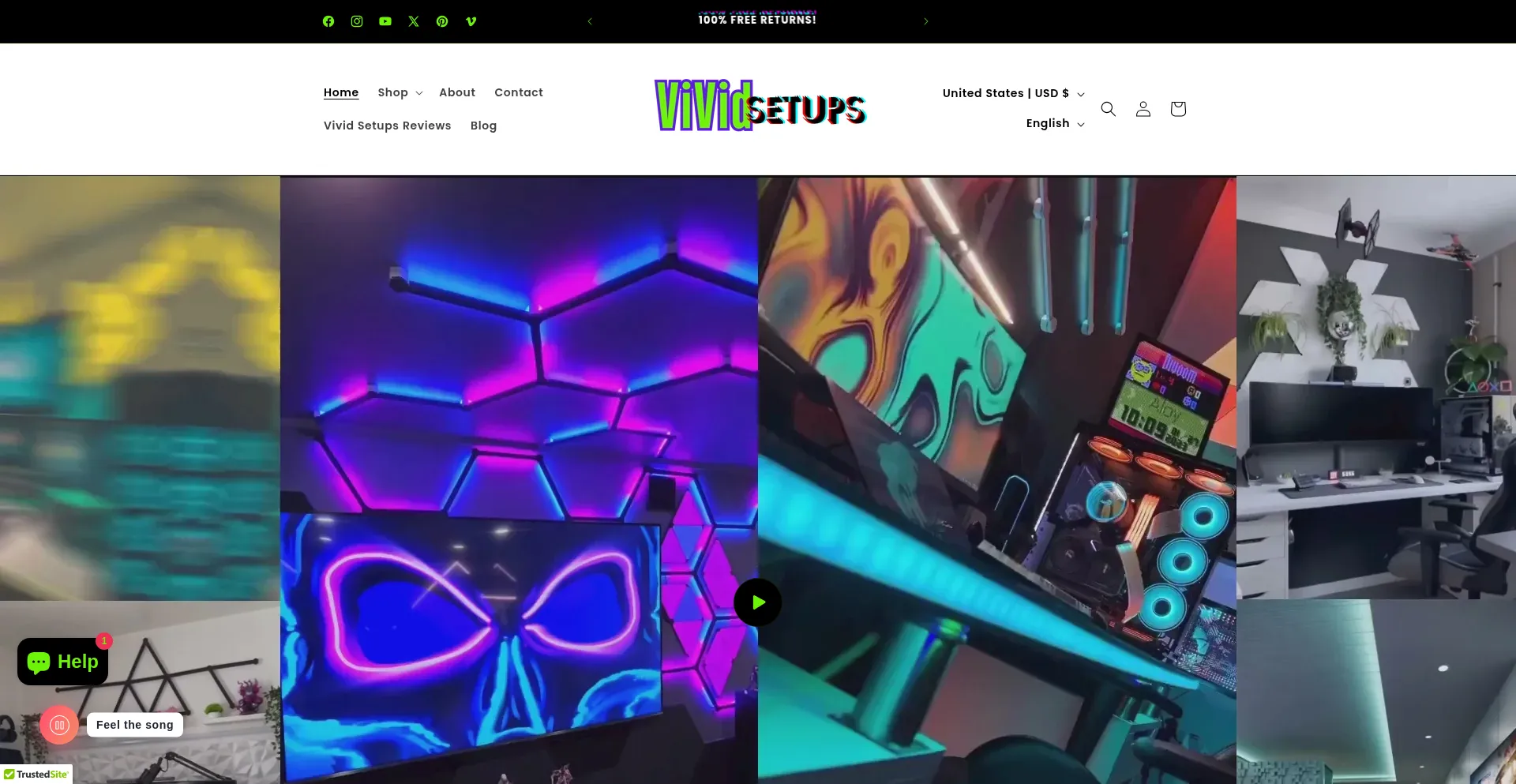 Website screenshot of Vividsetups.com