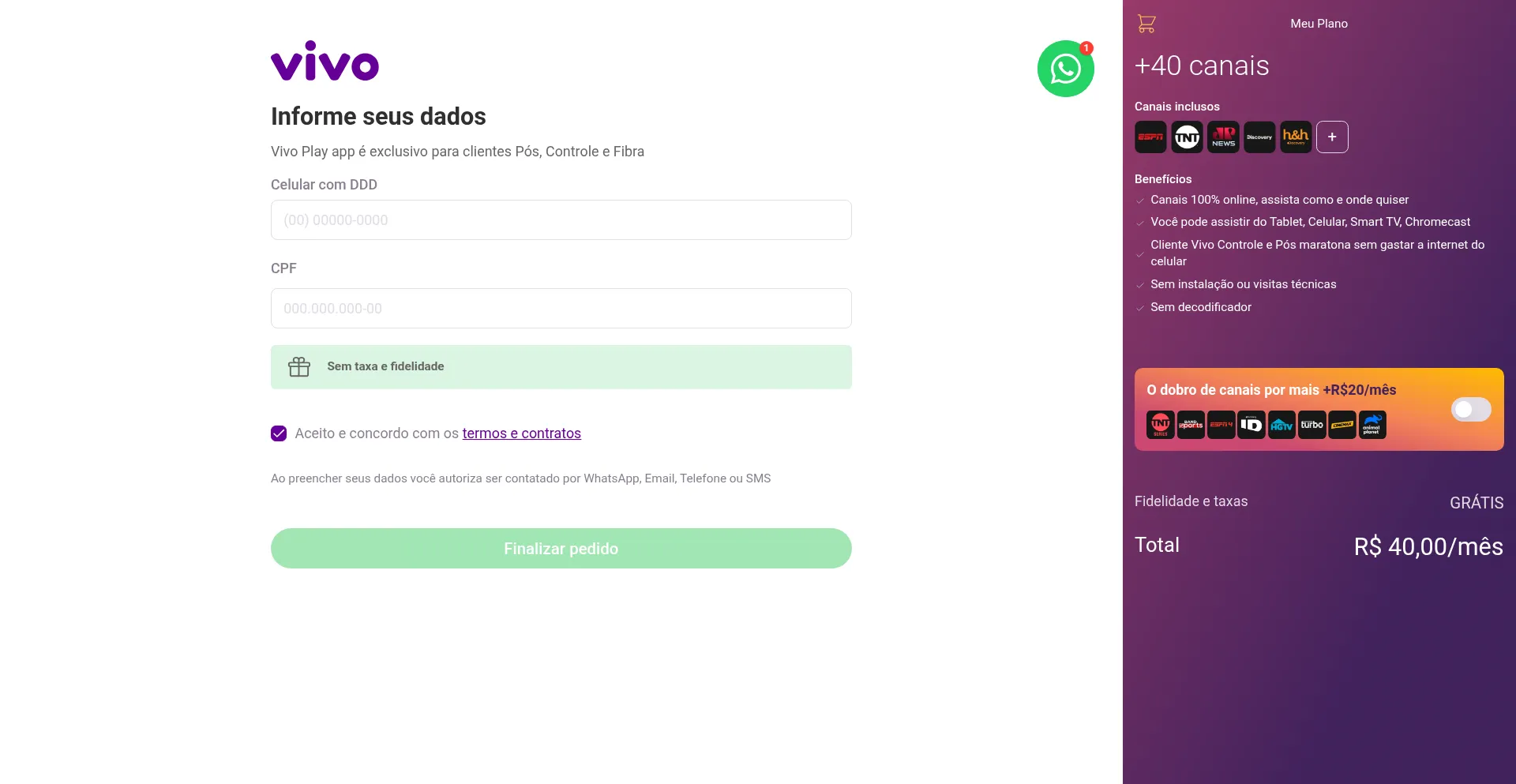 Website screenshot of Vivoplay.assine.com.br