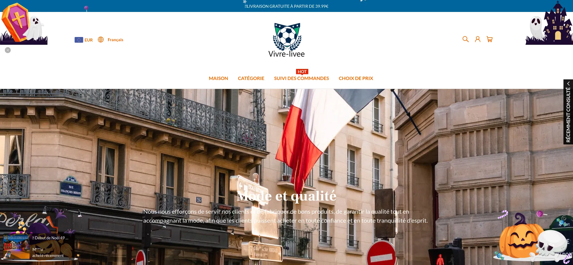 Website screenshot of Vivre-livee.fr
