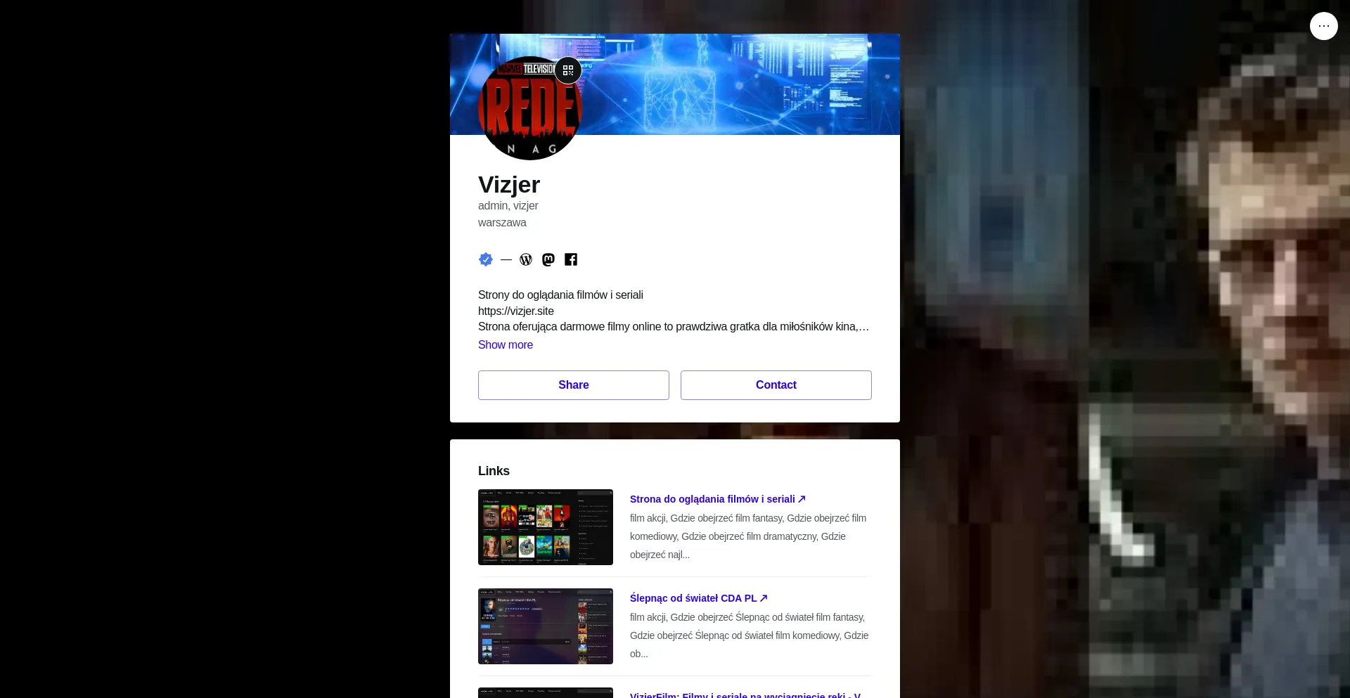 Website screenshot of Vizjer.live