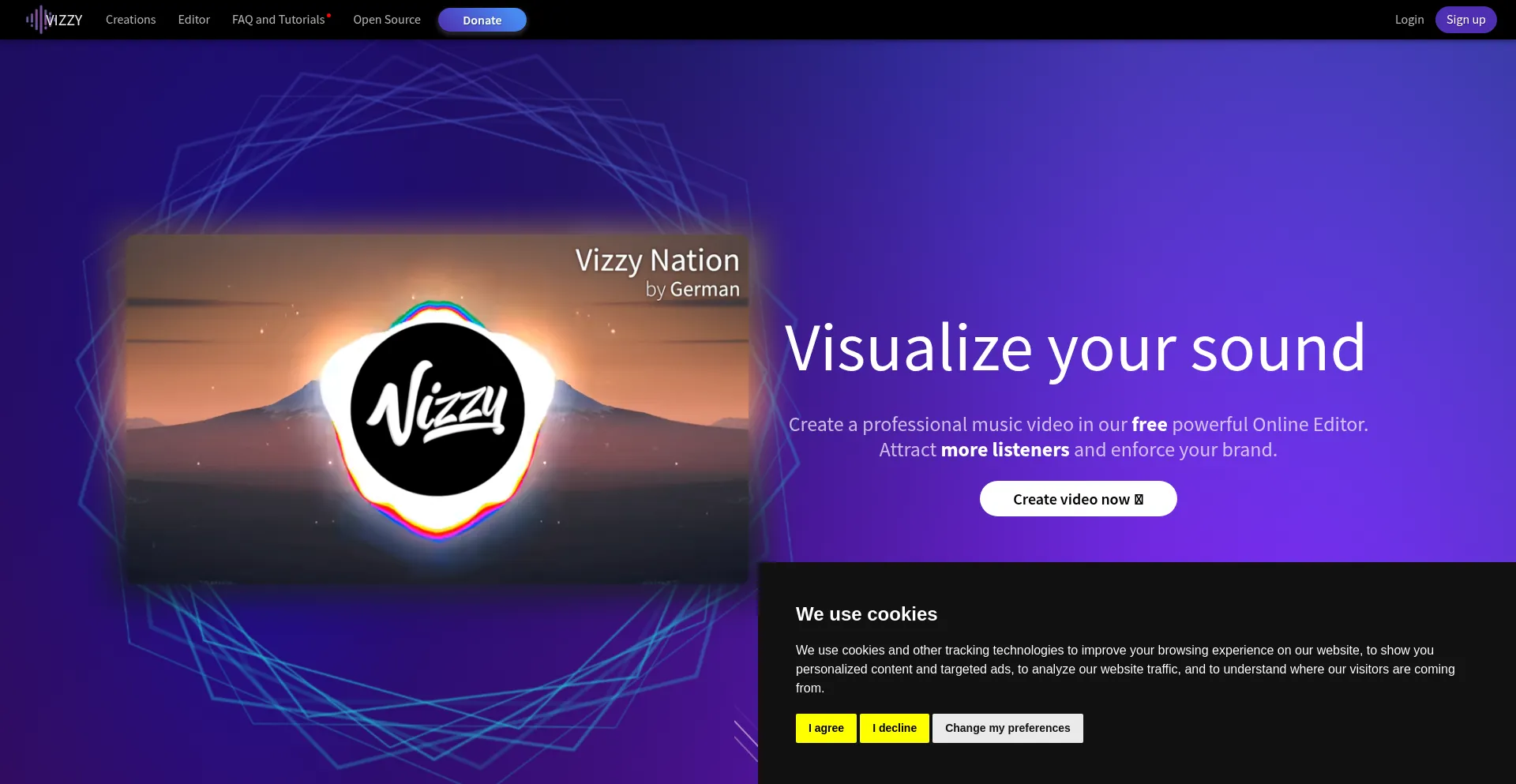 Website screenshot of Vizzy.io