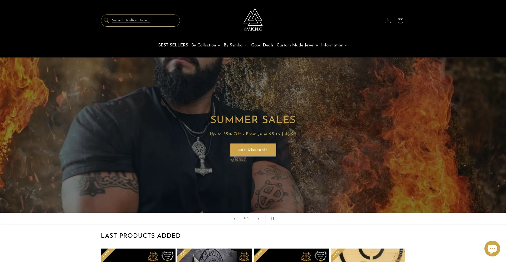 Website screenshot of Vkngjewelry.com