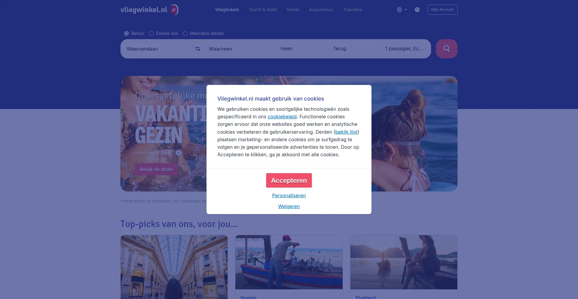 Vliegwinkel.nl Screenshot